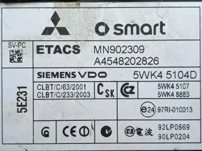 Автозапчасти б/у электронный модуль за smart forfour 1.3 cat ссылки oem iam mn902309 - a4548202826 - 5wk45104d  