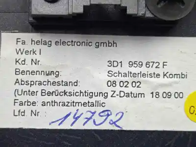Second-hand car spare part switch for volkswagen phaeton (3d2/3d8) 4.9 v10 tdi cat (ajs) oem iam references 3d1959672f  