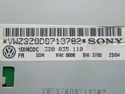 Pezzo di ricambio per auto di seconda mano impianto audio / radio cd per volkswagen phaeton (3d2/3d8) 4.9 v10 tdi cat (ajs) riferimenti oem iam 3d0035110  