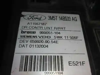Second-hand car spare part right front window motor for ford focus c-max (cap) 1.6 tdci cat oem iam references 999051104 - 3m5t14b533ag - 5wk11506f 5.p 