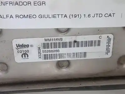 Pièce détachée automobile d'occasion refroidisseur vanne egr pour alfa romeo giulietta (191) 1.6 jtd cat références oem iam 55268286 - mm114v8  