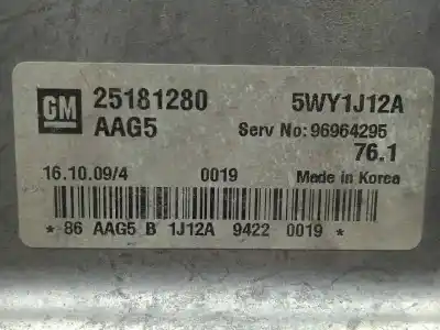 Second-hand car spare part ecu engine control for chevrolet cruze 1.6 cat oem iam references 5wy1j12a - 25181280 - 96964295 - aag5  aag5