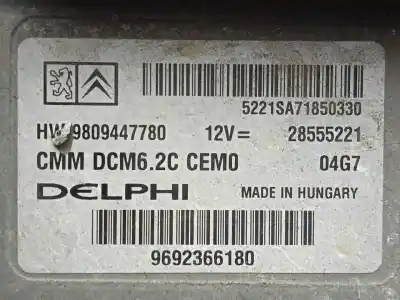 Pezzo di ricambio per auto di seconda mano centralina motore per peugeot boxer furgón 2.0 blue-hdi fap cat riferimenti oem iam 9809447780 - 28555221 - 9692366180 - dcm62c  dcm62c