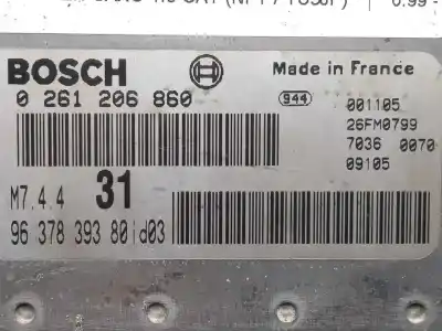 Pièce détachée automobile d'occasion calculateur moteur ecu pour citroen saxo 1.6 vts références oem iam 0261206860 - 9637839380 - m744  m7.4.4