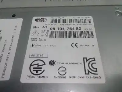 Автозапчастина б/у аудіо система / радіо cd для peugeot 308 sw ii (lc_, lj_, lr_, lx_, l4_) 1.6 hdi / bluehdi 115 (lcbhxm lcbhxt) посилання на oem iam 9810475480 sw 52ar9 hw: prs2-2