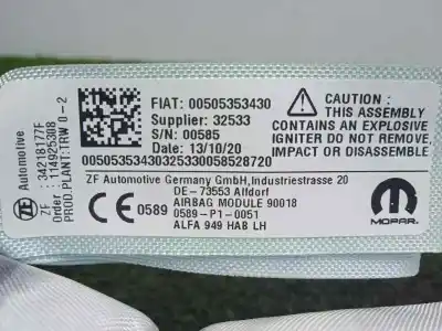 Second-hand car spare part front left curtain airbag for alfa romeo stelvio (630) 2.2 jtdm cat oem iam references 50535343 - 00505353430  