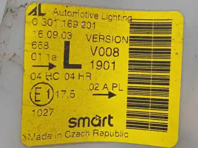 Peça sobressalente para automóvel em segunda mão farol / farolim esquerdo por smart coupe 0.7 turbo cat referências oem iam 0301169201  02-06