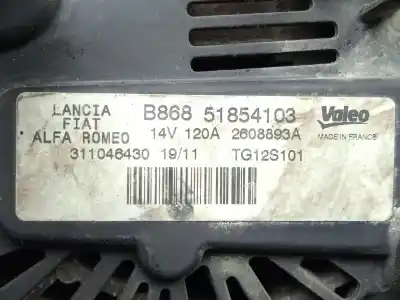 Gebrauchtes Autoersatzteil lichtmaschine zum fiat punto evo (199_) 1.3 d multijet (199axc1a, 199bxc1a, 199axt1a, 199bxt1a) oem-iam-referenzen 51854103 - tg12s101 120ah - valeo polea.embrague - 6.canales