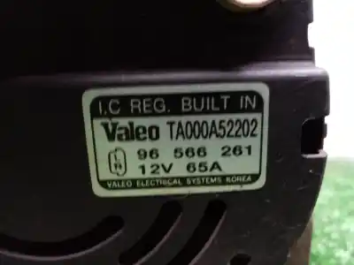 Pezzo di ricambio per auto di seconda mano alternatore per daewoo matiz 0.8 cat riferimenti oem iam 96566261 - ta000a52202 polea.fija - 1.canales valeo - 65ah