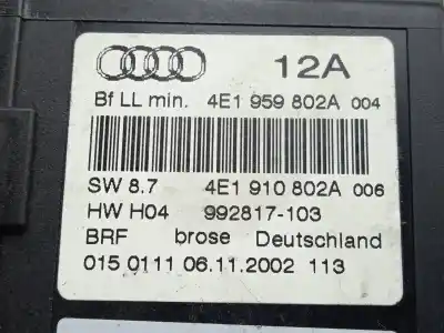 Автозапчастина б/у двигатель переднього правого скла для audi a8 d3 (4e2, 4e8) 3.7 quattro посилання на oem iam 4e1959802a - 4e1910802a - 992817103 - 992827103  