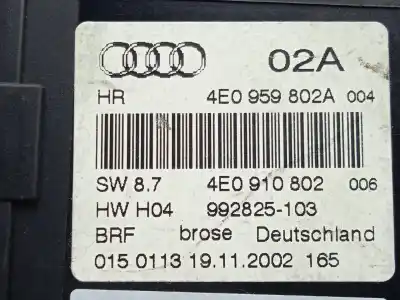 Автозапчастина б/у двигатель заднього правого скла для audi a8 d3 (4e2, 4e8) 3.7 quattro посилання на oem iam 4e0910802 - 4e0959802a  