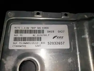 Gebrauchtes Autoersatzteil ecu-motorsteuergerät uce motorsteuergerät zum alfa romeo mito (955_) 1.4 (955.axb1b, 955.axu1a) oem-iam-referenzen 52032657 - 0116766f