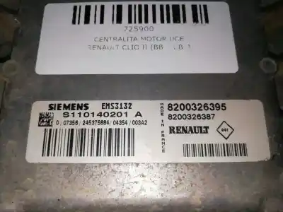 Автозапчастина б/у ЕБУ КОНТРОЛЕР ДВИГУНА для RENAULT CLIO II (BB_, CB_)  Посилання на OEM IAM 8200326395 - 8200326387 EMS3132 