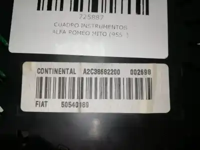 Gebrauchtes Autoersatzteil instrumententafel zum alfa romeo mito (955_) 1.4 (955.axb1b, 955.axu1a) oem-iam-referenzen a2c38682200 - 50540189