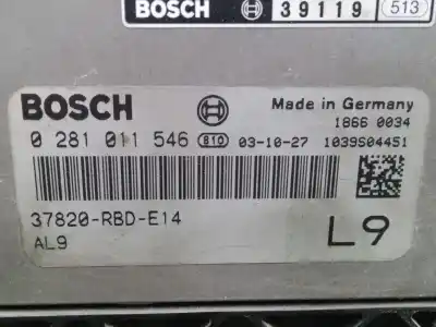 Pezzo di ricambio per auto di seconda mano centralina motore per honda accord vii (cl, cn) 2.2 i-ctdi (cn1) riferimenti oem iam 0281011546 - 37820rbde14  