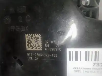 Автозапчастина б/у замок заднього правого дверя для opel astra k (b16) 1.6 cdti (68) посилання на oem iam 13598385 - g698910 - 915 - c3039072 - 18s  