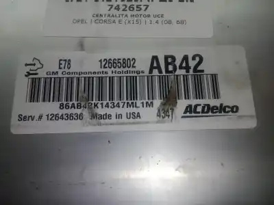 Second-hand car spare part ecu engine control for opel corsa e (x15) 1.4 (08, 68) oem iam references 12665802 - 12643636 - 12665802ab42   Second-hand car spare part ecu engine control for opel corsa e (x15) 1.4 (08, 68) oem iam references 12665802 - 12643636 - 12665802ab42