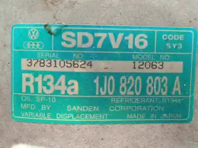 Автозапчастина б/у компресор кондиционера для audi a3 (8l1) 1.8 посилання на oem iam sd7v1612063 - 1j0820803a  6.canales