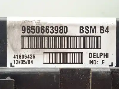 İkinci el araba yedek parçası röle/sigorta kutusu için peugeot 206 fastback (2a/c) 1.4 hdi oem iam referansları 9650663980 - bsmb4 - 41806436  