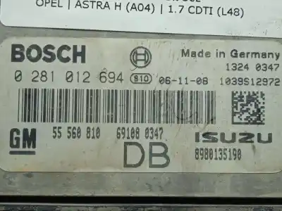 Second-hand car spare part ecu engine control for opel astra h (a04) 1.7 cdti (l48) oem iam references 0281012694 - 13240347 - 55560810  