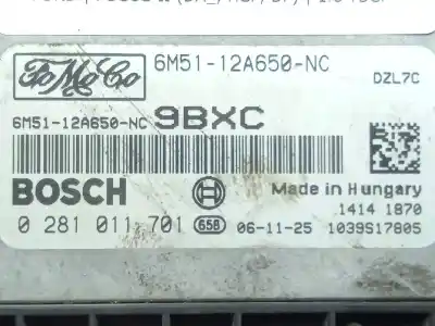 Second-hand car spare part ecu engine control for ford focus ii (da_, hcp, dp) 1.6 tdci oem iam references 6m5112a650nc - 0281011701  9bxc