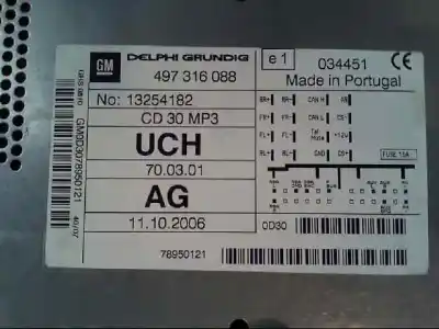 Автозапчастина б/у аудіо система / радіо cd для opel corsa d 1.3 16v cdti посилання на oem iam 497316088  13254182