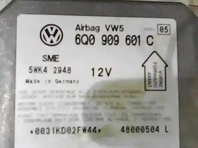 Автозапчастина б/у блок управління подушками безпеки для skoda fabia (6y2/6y3) 1.4 16v посилання на oem iam 6g0909601c 0031kd02fw44 5wk42948