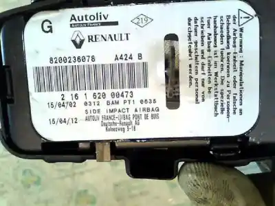 Автозапчастина б/у ліва бічна подушка безпеки для renault laguna ii (bg0) 1.9 dci diesel посилання на oem iam 8200236078  