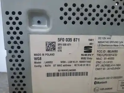 Second-hand car spare part audio system / radio cd for seat leon (5f1) 1.6 tdi oem iam references 5f0035871  
