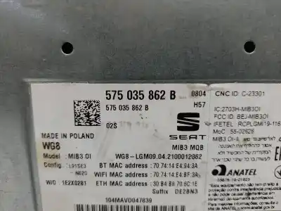 Second-hand car spare part gps navigation system for seat ateca (kh7) 2.0 tdi oem iam references 575035862b  