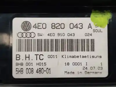 Автозапчасти б/у отопление / кондиционирование воздуха за audi a8 (4e2) 4.0 v8 32v tdi biturbo cat (ase) ссылки oem iam 4e0820043a  