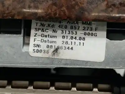 Автозапчастина б/у багатофункційний дисплей для audi a8 (4e2) 4.0 v8 32v tdi biturbo cat (ase) посилання на oem iam 4e0857273f  