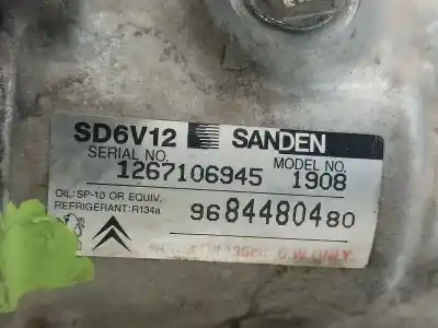 Peça sobressalente para automóvel em segunda mão compressor de ar condicionado a/a a/c por peugeot bipper * referências oem iam sd6v121908 9684480480 