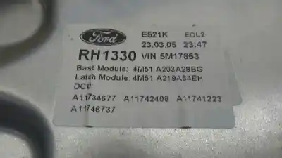 Second-hand car spare part passenger side right window regulator for ford focus c-max (cap) 1.6 16v cat oem iam references 4m51a219a64eh  2 pins