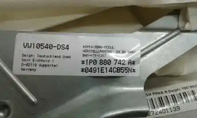 Peça sobressalente para automóvel em segunda mão airbag de cortina dianteiro direito por seat leon (1p1) 1.9 tdi referências oem iam 1p0880742a  