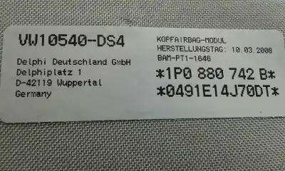Peça sobressalente para automóvel em segunda mão airbag de cortina dianteiro direito por seat leon (1p1) 1.9 tdi referências oem iam 1p880742b  1p880742b
