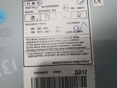İkinci el araba yedek parçası ses sistemi / radyo cd için hyundai i20 trend oem iam referansları 96170c8050rdr  ac110c8ee