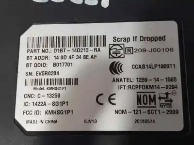 Second-hand car spare part electronic module for ford fiesta (ccn) trend oem iam references d1bt14d212ra  b017701