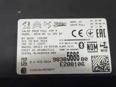 Second-hand car spare part electronic module for ds 3 crossback performance line oem iam references 9838568680  130298