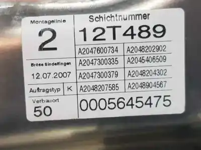 İkinci el araba yedek parçası arka sol cam regülatörü için mercedes-benz clase c (w204) berlina c 300 4-matic (204.081) oem iam referansları a2047600734  12t489