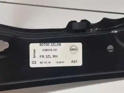 Автозапчастина б/у регулятор переднього правого скла для nissan pulsar (c13) tekna посилання на oem iam 807003zl0b brose electrico 2 pins 