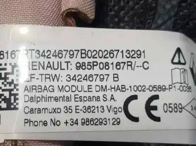 Second-hand car spare part front right curtain airbag for dacia duster ii essential oem iam references 985p08167r  