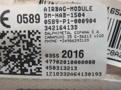 Peça sobressalente para automóvel em segunda mão airbag de cortina dianteiro direito por opel crossland x edition referências oem iam 03552016  