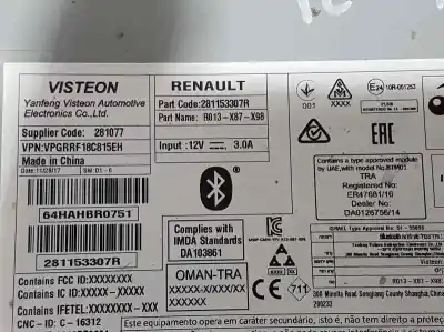 Second-hand car spare part audio system / radio cd for renault clio iv technofeel oem iam references 281153307r  
