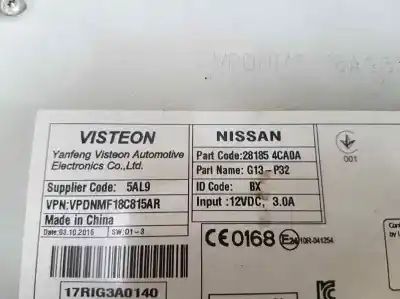 Gebrauchtes Autoersatzteil audiosystem / radio-cd zum nissan qashqai (j11) tekna oem-iam-referenzen 281854ca0a  g13p32