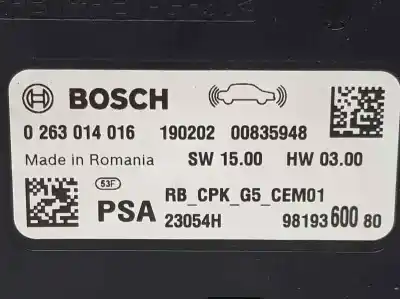 Автозапчастина б/у електронний модуль для citroen c3 aircross ii (2r_, 2c_) 1.5 bluehdi 120 (2cyhxx) посилання на oem iam 9819360080  0263014016