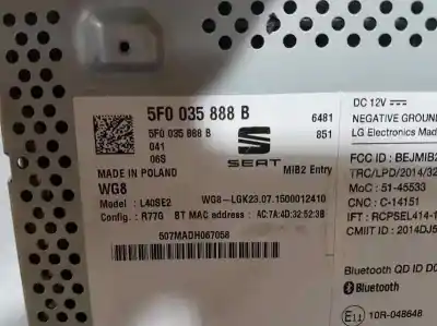 Second-hand car spare part audio system / radio cd for seat ibiza (6p1) style oem iam references 5f0035888b l40se2 