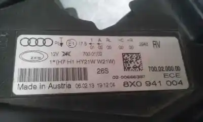 Second-hand car spare part right headlight for audi a1 (8x) ambition oem iam references 8x0941004  