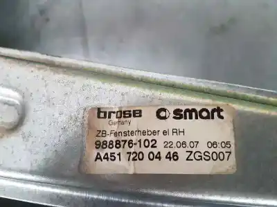 Peça sobressalente para automóvel em segunda mão elevador de vidros dianteiro direito por smart coupe fortwo coupe (62kw) referências oem iam a4517200446  988876102