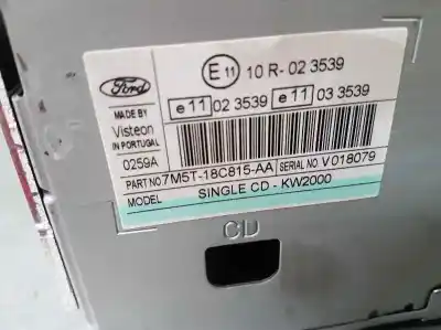 Peça sobressalente para automóvel em segunda mão sistema de áudio / rádio cd por ford c-max (cb3) ghia referências oem iam 7m5t18c815aa  